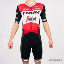 Santini SS Plume Summer Speedsuit - Red - Trek-Segafredo